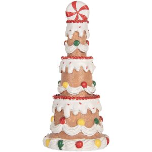 Torta decorativa Clayre & Eef 6PR5779 Ø 10x22 cm Marrone-Bianca