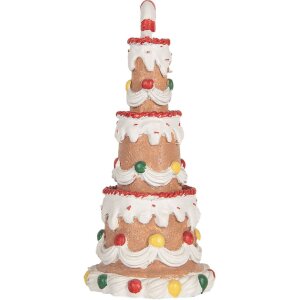 Torta decorativa Clayre & Eef 6PR5779 Ø 10x22 cm Marrone-Bianca
