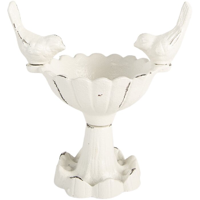 Clayre & Eef 6Y5741 Ciotola per uccelli 14x10x15 cm bianca