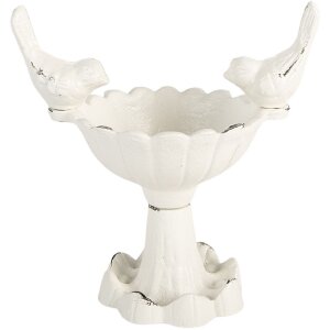 Clayre & Eef 6Y5741 Ciotola per uccelli 14x10x15 cm bianca