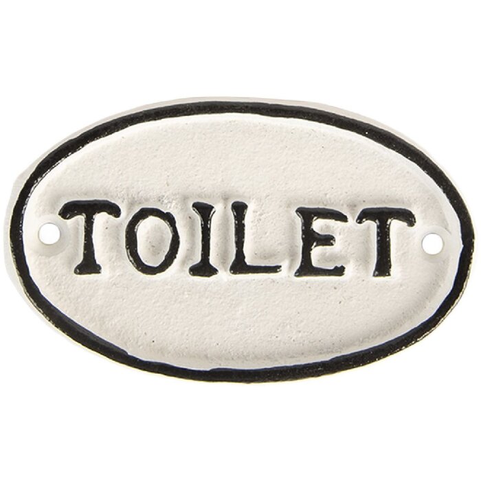 Cartello decorativo Toilet Clayre & Eef 6Y5768 Bianco 10x1x6 cm