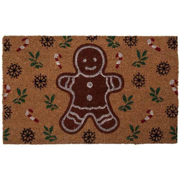 Clayre & Eef Tappetino per ingresso 75x45x1 cm Marrone-Verde