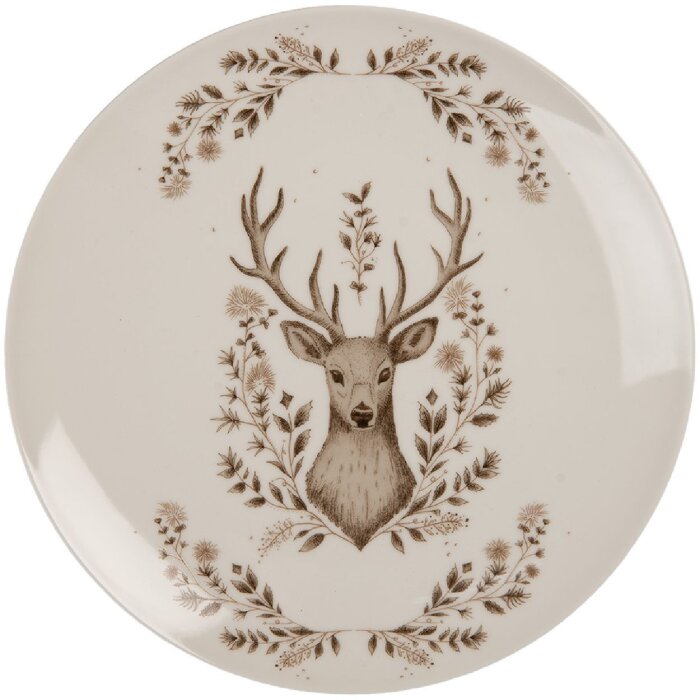 Clayre & Eef Piccolo Piatto Ø 20x2 cm Beige/Marrone Porcellana