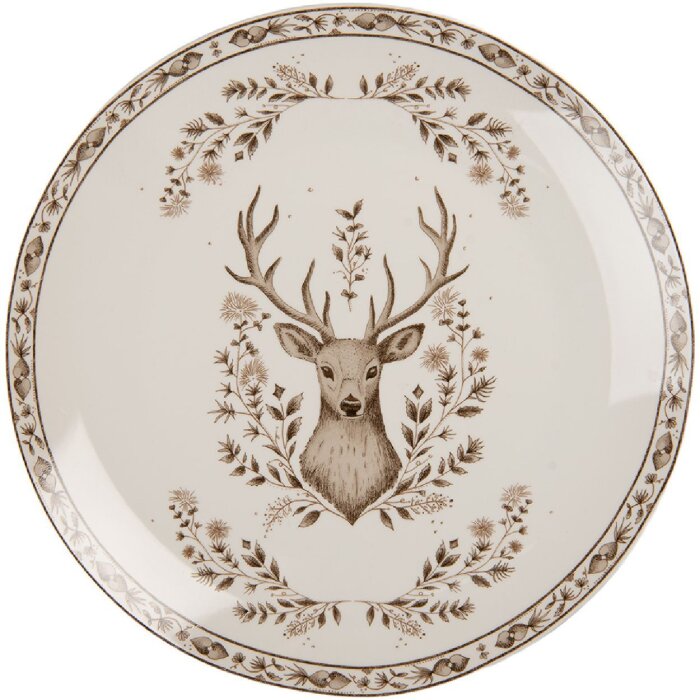 Clayre & Eef Grande Piatto Beige-Marrone 26x2 cm