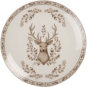 Clayre & Eef Grande Piatto Beige-Marrone 26x2 cm