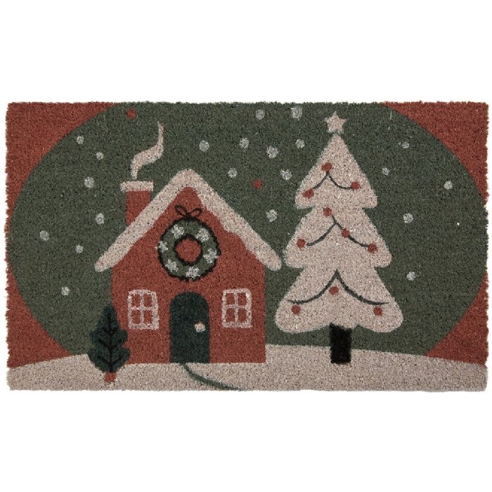 Tappetino per ingresso Clayre & Eef MC278 75x45x1 cm Rosso e Verde