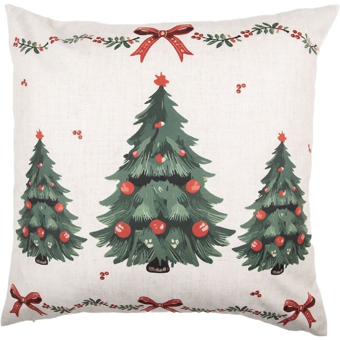 Clayre & Eef TCH22 Federa per cuscino 45x45 cm Beige-Verde