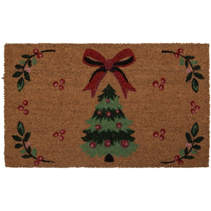 Tappetino zerbino Clayre & Eef TCHMC 75x45x1 cm Marrone e Verde