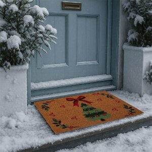 Tappetino zerbino Clayre & Eef TCHMC 75x45x1 cm Marrone e Verde