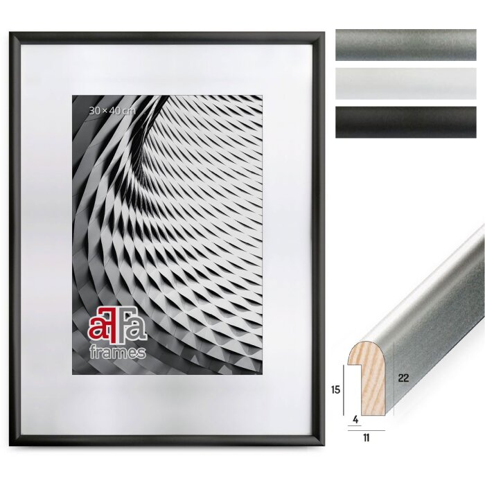 Cornice per foto FramesFactory Finger 10x15 fino a 40x50cm Acrilico Nero Argento Bianco