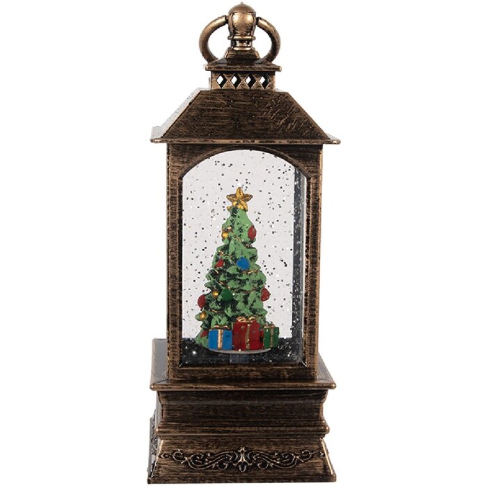 Clayre & Eef 66408 Decorazione Lanterna con Albero di Natale 8x8x20 cm