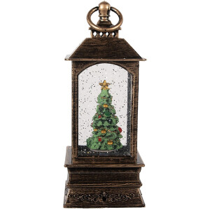 Clayre & Eef 66408 Decorazione Lanterna con Albero di Natale 8x8x20 cm