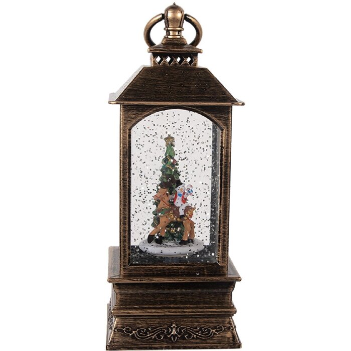 Clayre & Eef 66409 Decorazione Lanterna con Albero di Natale 8x8x20 cm / 3xAAA