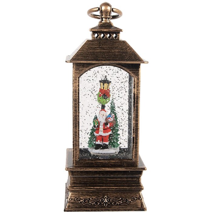 Decorazione Laterna con Babbo Natale Clayre & Eef 66410 8x8x20 cm Marrone
