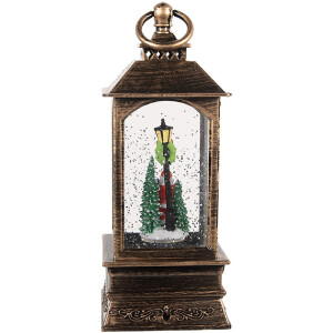 Decorazione Laterna con Babbo Natale Clayre & Eef 66410 8x8x20 cm Marrone