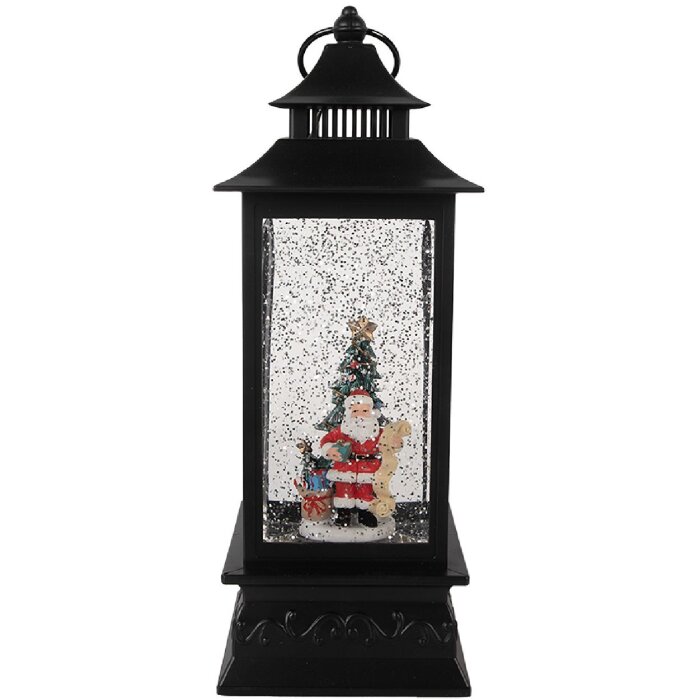 Clayre & Eef 66411 Decorazione Lanterna con Babbo Natale 10x10x28 cm / 3xAA