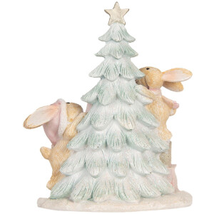 Decorazione coniglio con LED Clayre & Eef 6PR5880 14x8x16 cm Marrone e Bianco