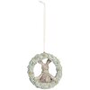 Clayre & Eef 6PR5889 Decorazione Ciondolo Coniglietto 8x3x8 cm Grigio e Verde