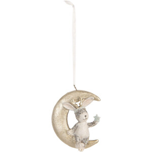 Clayre & Eef 6PR5890 Decorazione Ciondolo Coniglio (Set 2) Grigio e Dorato