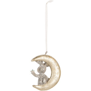Clayre & Eef 6PR5890 Decorazione Ciondolo Coniglio (Set 2) Grigio e Dorato