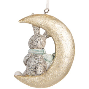 Clayre & Eef 6PR5890 Decorazione Ciondolo Coniglio (Set 2) Grigio e Dorato