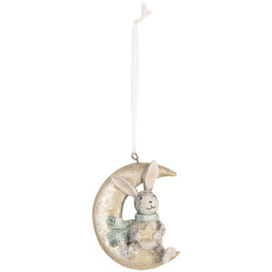 Clayre & Eef 6PR5890 Decorazione Ciondolo Coniglio (Set 2) Grigio e Dorato