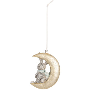 Clayre & Eef 6PR5890 Decorazione Ciondolo Coniglio (Set 2) Grigio e Dorato