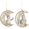 Clayre & Eef 6PR5890 Decorazione Ciondolo Coniglio (Set 2) Grigio e Dorato