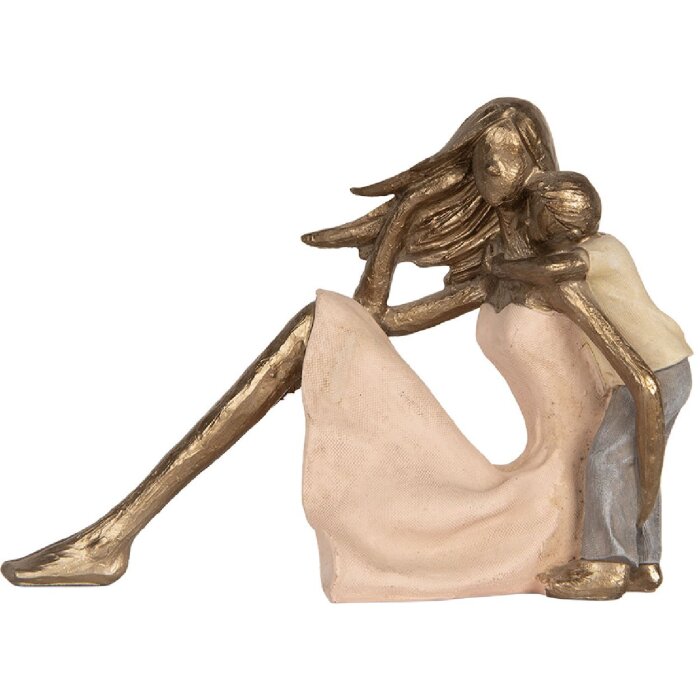 Decorazione Madre con Figlio Clayre & Eef 6PR5900 Rosa Oro 23x9x16 cm