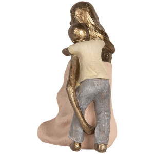 Decorazione Madre con Figlio Clayre & Eef 6PR5900 Rosa Oro 23x9x16 cm