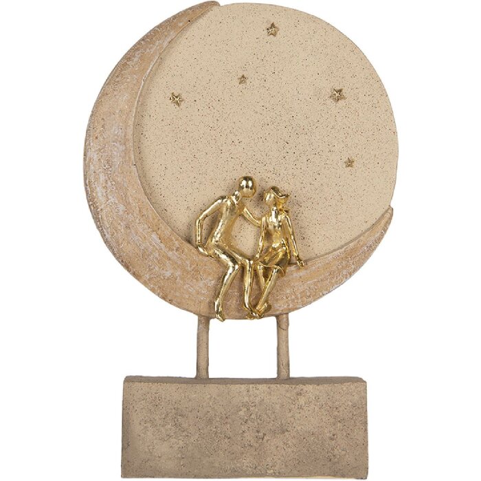 Decorazione Coppia Seduta sulla Luna Clayre & Eef 6PR5909 18x5x26 cm Beige Oro