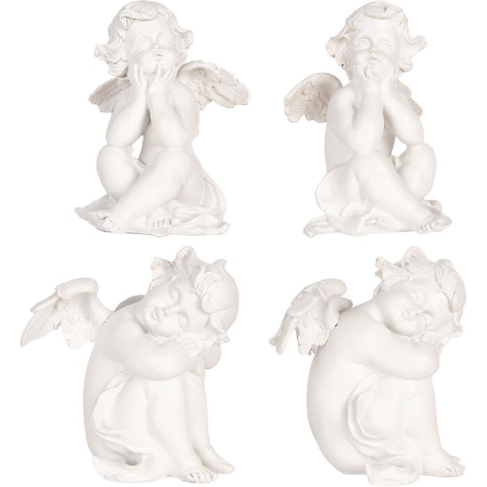 Clayre & Eef 6PR5914 Decorazione Angelo Set 4 Pezzi 16x14x19 cm