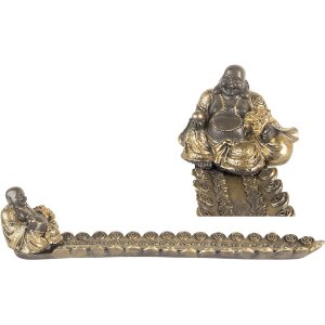 Portacandele Buddha in Argento e Oro Clayre & Eef 33x8x7 cm