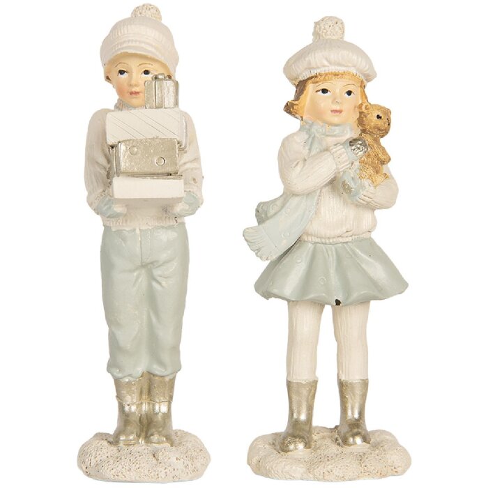 Clayre & Eef 6PR5917 Decorazione Bambini Set da 2 5x4x11 cm Bianco Verde