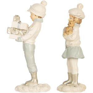 Clayre & Eef 6PR5917 Decorazione Bambini Set da 2 5x4x11 cm Bianco Verde