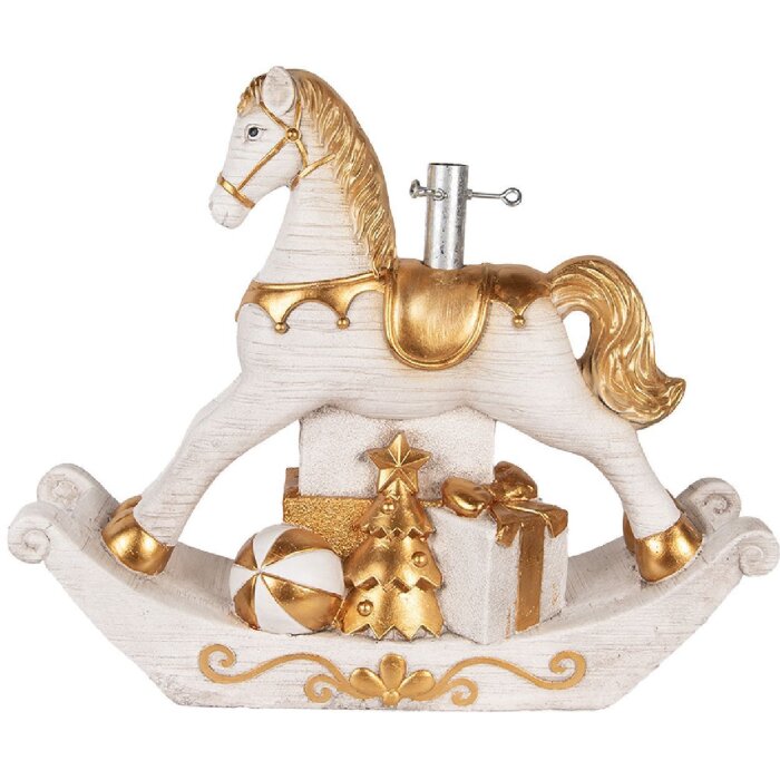 Supporto per albero di Natale Clayre & Eef 5MG0094 73x21x61 cm Bianco-Oro