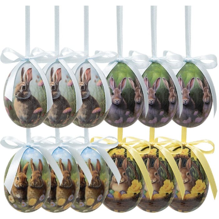 Clayre & Eef 65904 Decorazione Uovo Appeso (Set 12) Ø 4x5 cm