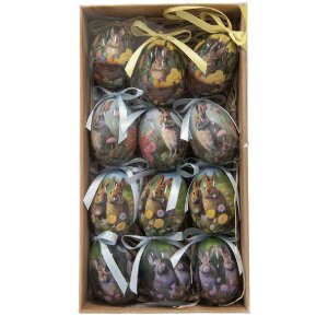 Clayre & Eef 65904 Decorazione Uovo Appeso (Set 12) Ø 4x5 cm