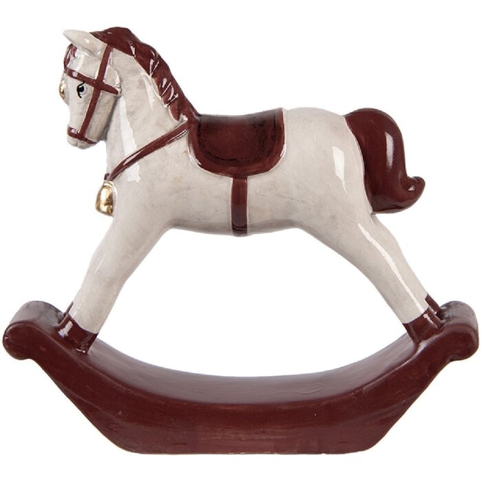 Cavallo a dondolo decorativo Clayre & Eef 6CE2249 Beige/Rosso 15x4x14 cm