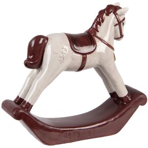 Cavallo a dondolo decorativo Clayre & Eef 6CE2249 Beige/Rosso 15x4x14 cm
