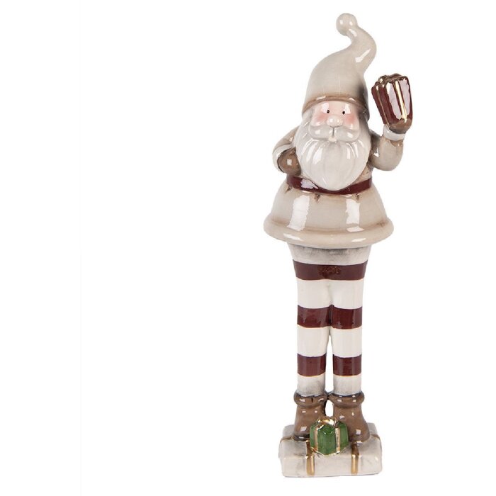 Decorazione Babbo Natale Clayre & Eef 6CE2251 Beige-Rosso 8x7x23 cm