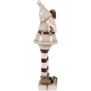 Decorazione Babbo Natale Clayre & Eef 6CE2251 Beige-Rosso 8x7x23 cm