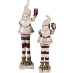 Decorazione Babbo Natale Clayre & Eef 6CE2251 Beige-Rosso 8x7x23 cm