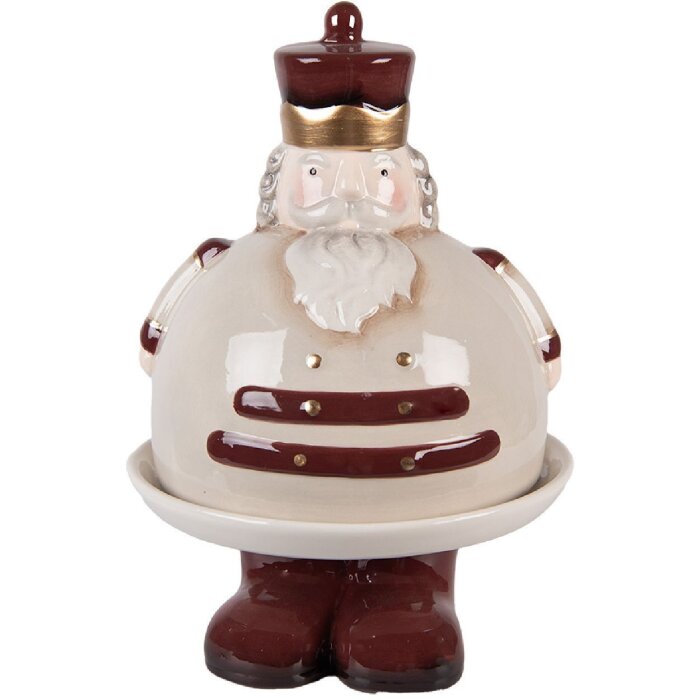 Clayre & Eef 6CE2254 Ciotola Decorativa con Coperchio Beige Rossa Ø 17x25 cm