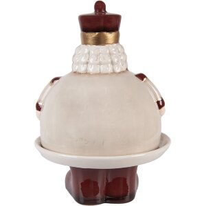 Clayre & Eef 6CE2254 Ciotola Decorativa con Coperchio Beige Rossa Ø 17x25 cm