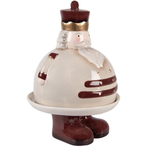 Clayre & Eef 6CE2254 Ciotola Decorativa con Coperchio Beige Rossa Ø 17x25 cm