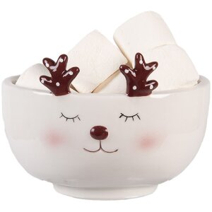 Tazza con Piattino Clayre & Eef 6CE2255 Beige / Bianco 12x12x18 cm