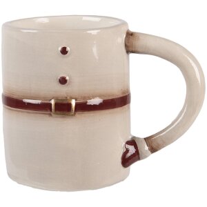 Tazza con Piattino Clayre & Eef 6CE2255 Beige / Bianco 12x12x18 cm