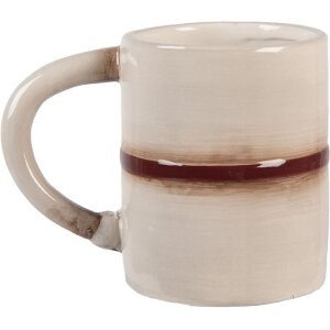 Tazza con Piattino Clayre & Eef 6CE2255 Beige / Bianco 12x12x18 cm