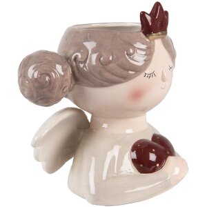 Vaso decorativo Clayre & Eef 6CE2256 17x14x17 cm Beige-Rosso